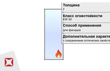 Огнестойкое стекло Pyropane 7 мм EW 30 с сохранением оптических свойств ГОСТ 30247.0-94 в Усть-Каменогорске