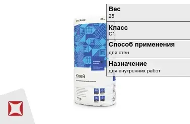 Плиточный клей EVERMIX C1 25 кг для внутренних работ в Усть-Каменогорске