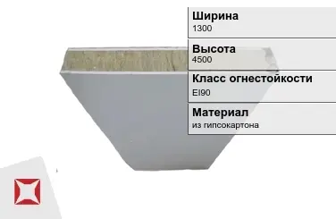 Противопожарная перегородка EI90 1300х4500 мм Кнауф ГОСТ 30247.0-94 в Усть-Каменогорске