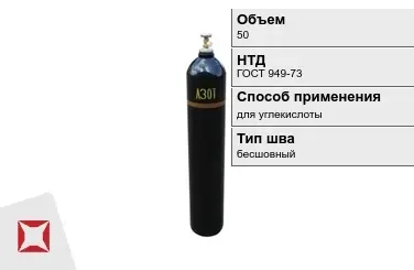 Стальной баллон ВПК 50 л для углекислоты бесшовный в Усть-Каменогорске